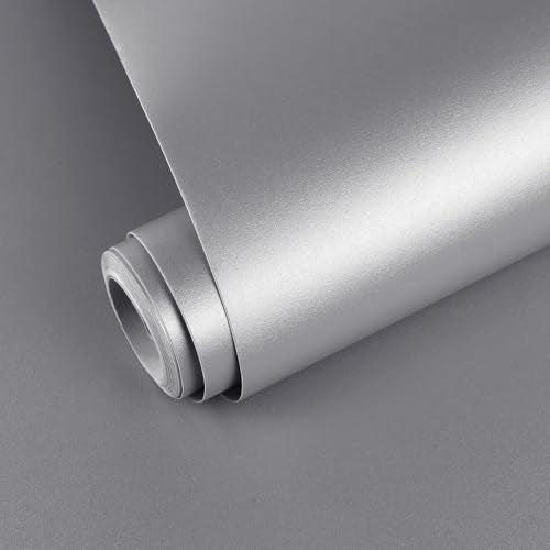 Metallic Silver Peel and Stick WallpaperContact Paper for Countertops - color: Silver, size: 15.7" x 196"