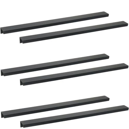 15.75 Inch Finger Pull 6Pcs, 12.6 Inch Hole Centers, Aluminum Alloy, Black - color: Black, size: 400mm/15.7", style: Straight Edge
