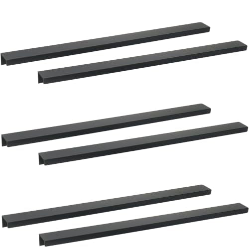 15.75 Inch Finger Pull 6Pcs, 12.6 Inch Hole Centers, Aluminum Alloy, Black - color: Black, size: 400mm/15.7", style: Straight Edge