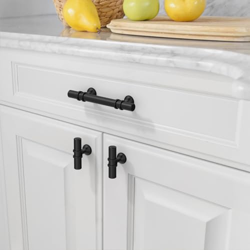Amerdeco 10 Pack Matte Black Cabinet Pulls 3 Inch(76MM) Hole Centers Kitchen Cabinet Handles Cabinets Hardware Drawer Pulls ZH0058 - color: Matte Black, size: 3"/76MM Hole Center