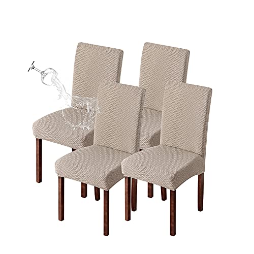 Genina Waterproof Chair Covers for Dining Room Chair Slipcovers Set of 4 - color: Khaki, size: 14-18in Waterproof