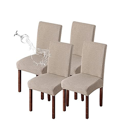Genina Waterproof Chair Covers for Dining Room Chair Slipcovers Set of 4 - color: Khaki, size: 14-18in Waterproof