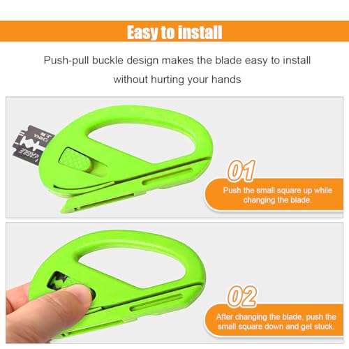 2PCS Wrapping Paper Cutter, Snitty Safety Vinyl Film Cutting Tool with Blade, Carbon Fiber Utility Knife, Craft Knife, Suitable for Window Tint Car Wrap, Craft Making - color: Green