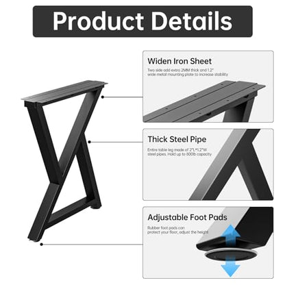 TOCRETOARE Metal Table Legs Heavy Duty, 16”H x 18”W, Metal Furniture Legs for Dining Desk Bench and Coffee Table, Industrial Black DIY Iron Bench Legs, Set of 2 - color: Z Shape, size: 16"Hx18"W