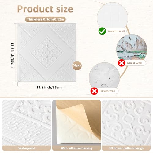 Nuanchu 20 Pcs 13.8 x 13.8 Inch Ceiling Tiles Peel and Stick, Elegant - color: Elegant, size: 13.8 x 13.8 Inch