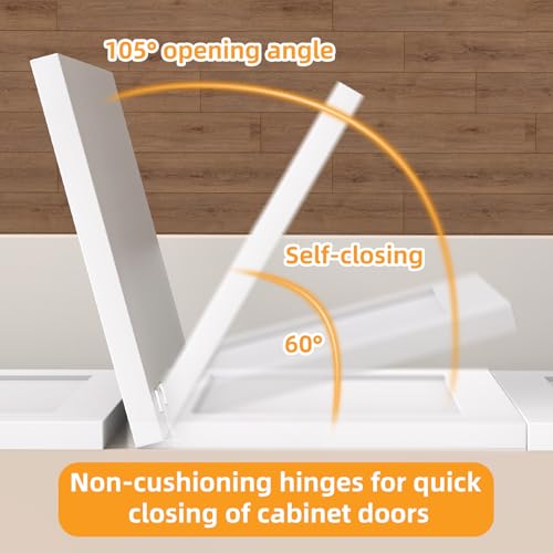 Chibery Non-Slow Close Regular Hinges, 1/2" Overlay Standard Concealed Cabinet Hinges for Face Frame Door, 3D Self Closing Hidden, 105° Opening, Easy-on Dowels ＆ Self-Tapping Wooden Screws, 4 Pack - size: 1/2 inch Overlay