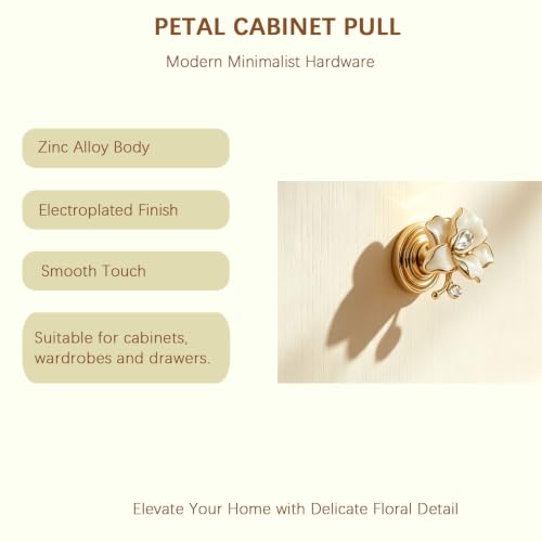 Geesatis Vintage Crystal Flower Knobs 4Pcs, White Cabinet Drawer - style: I-White