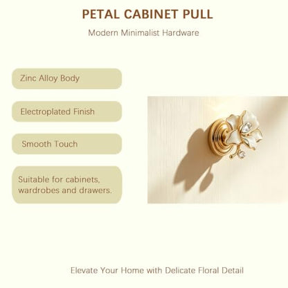 Geesatis Vintage Crystal Flower Knobs 4Pcs, White Cabinet Drawer - style: I-White