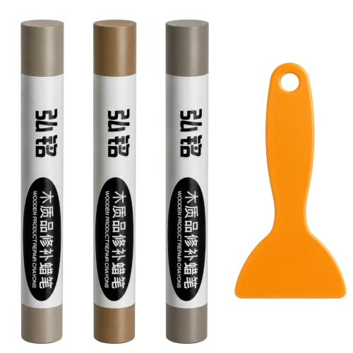 3 Colors Wood Filler Sticks, Tea Gray Series, with Scraper - color: Tea Gray Series