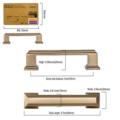 Amerdeco 10 Pack Champagne Bronze Cabinet Pulls 3 Inch(76mm) Hole Center Cabinet Hardware Kitchen Cabinet Handles for Bathroom Drawer Pulls Dresser Pulls ZH0001 - color: Champagne Bronze, size: 3" hole center, style: 10 Pack