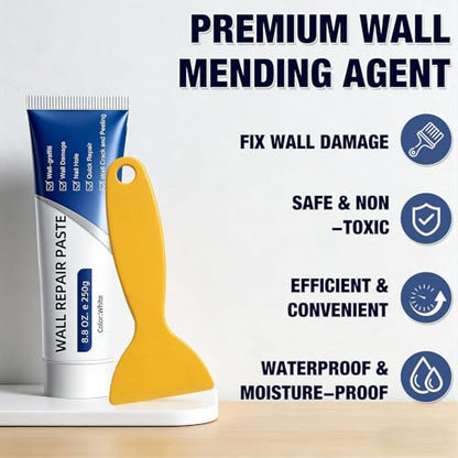 Wall Repair Kit, Quick Drying Paste for Holes & Cracks, Scraper & Sandpaper