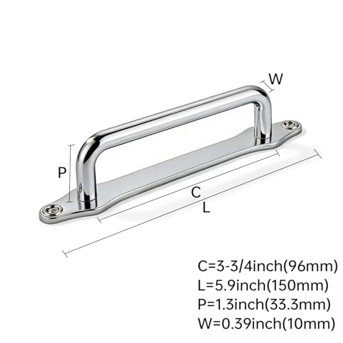 khtumeware 5 Pack 3-3/4 Inch Hole Center Polished Chrome Cabinet Pull with Backplate Solid Heavy Duty Handles with Backplate Cabinet Pulls for Drawer Kitchen Improvement Hardware - color: Polished Chrome, size: 3-3/4 Inch Hole Center