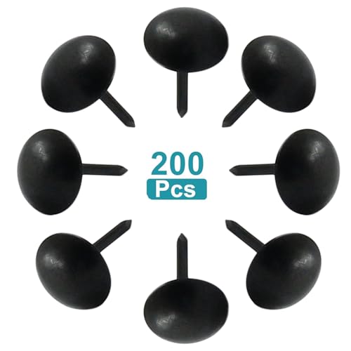 Piutouyar 200 Pcs Black Upholstery Tacks Antique Thumb Tacks, 9 x 15mm - size: 9x15mm
