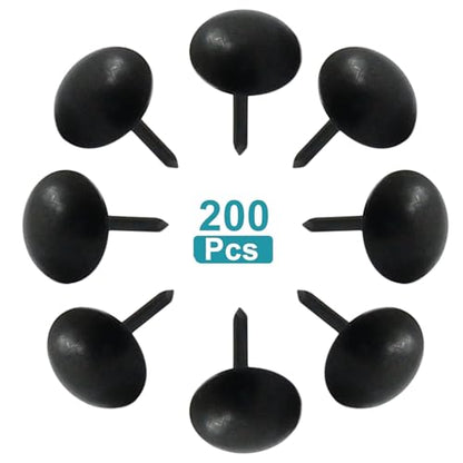 Piutouyar 200 Pcs Black Upholstery Tacks Antique Thumb Tacks, 9 x 15mm - size: 9x15mm