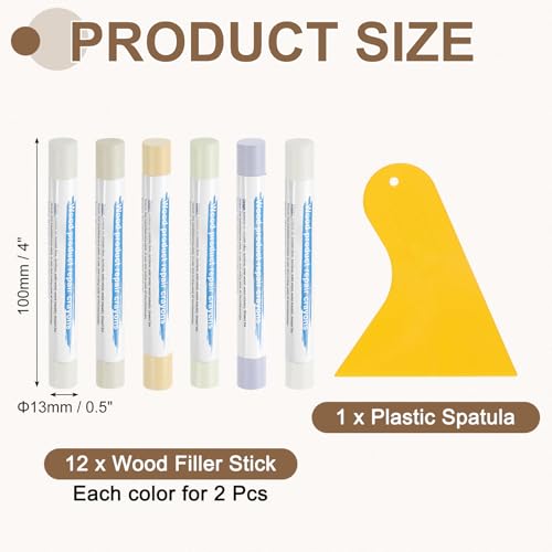 uxcell 12Pcs Wood Filler Sticks Kit, 12 Colors White & Light Brown Series - color: White Light Brown Series
