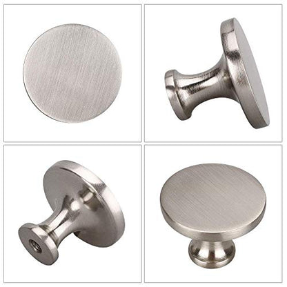 homdiy 35 Pack Brushed Nickel Cabinet Knobs, Solid Round Drawer Knobs, Modern Kitchen Cabinet Hardware for Bedroom Dresser, Cupboard, Drawers - color: Satin Nickel, size: 35 Pack