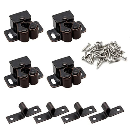 Double Roller Catch with Spear, Bronze Tone, 4 Pack - color: Brown