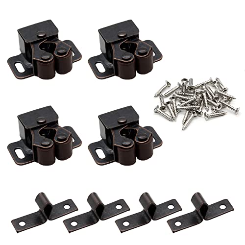 Double Roller Catch with Spear, Bronze Tone, 4 Pack - color: Brown