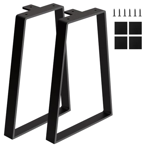 16" Metal Bench, Desk and Coffee Table Legs, Heavy Duty Trapezoid Furniture Legs, Black End Table Legs, Set of 2 (Bear Up to 400lb) - color: Trapezoid 1, size: 16 IN