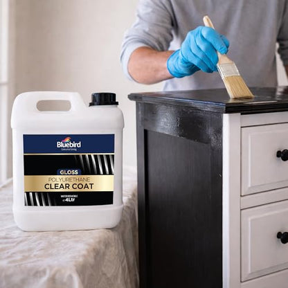 Bluebird Polyurethane Clear Coat for Furniture, Paintings, Water-Based Professional Varnish (Gloss, 135.2 Fl Oz) - color: Gloss, size: 135.2 Fl Oz