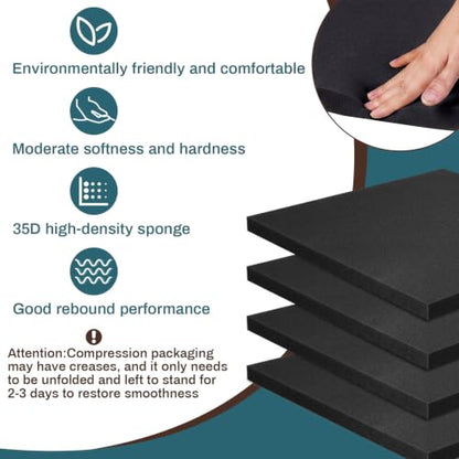 Frienda 4 Pack 1" x 18" x 18" Upholstery High Density Foam Cushion, Black - color: Black, size: 1" x 18" x 18"