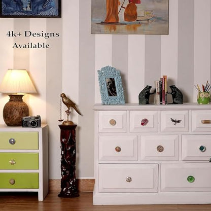 Indian Shelf 18 Pack Handmade Drawer Knobs for Dresser Cabinet Pulls - color: Blue and Golden, size: 18 Knobs