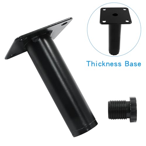4" / 100mm Metal Furniture Legs, Black, 4 Pcs - size: 4 inches