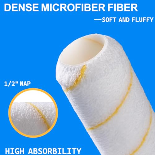 9 Inch Microfiber Paint Roller Covers, 1/2" Nap, 3-Pack - size: 3 PCS, 9"