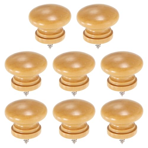 uxcell 8Pcs Round Wood Drawer Knob, 1.26" x 0.98" Self-Tapping Solid Wood Handle Round Cabinet Knob Mushroom Shape Wooden Knobs for Furniture Dresser Wardrobe, Wood Color - color: Wood Color, size: 1.26" x 0.98"