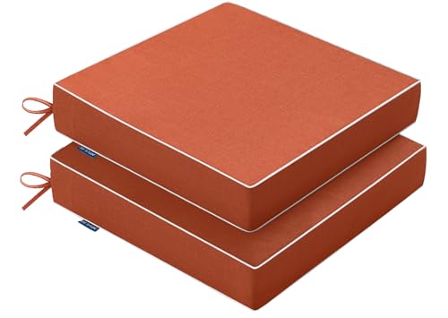 MIULEE Orange Outdoor Chair Cushions 2 Pack,22x22x3 Inch Waterproof Cushion - color: Orange, size: 22 x 22 x 3 Inch
