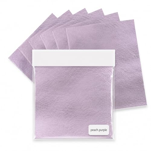 120 Pack Peach Purple Metal Leaf Foil Sheets for Art and Nails - color: Peach Purple