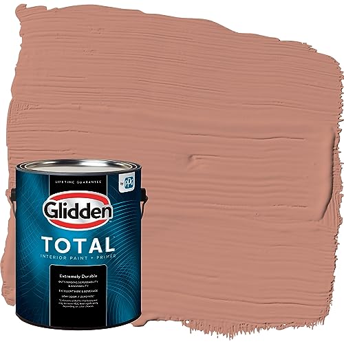 Glidden Total Interior Wall Paint & Primer All-in-One, Copper Trail/Orange, Flat, 1 Gallon - color: Copper Trail, size: 128 Fl Oz (Pack of 1)