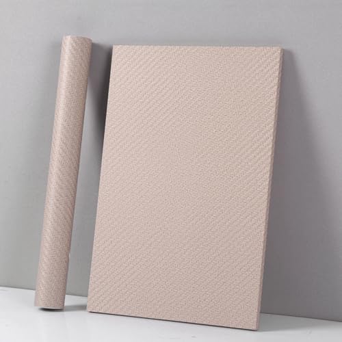 Haimin Fabric Wallpaper Textured Contact Paper (24in X 393in) Grasscloth Wallpaper Peel and Stick Faux Linen Wall Paper Waterproof Vinyl Self Adhesive (Light Brown-1) - color: Light Brown-1