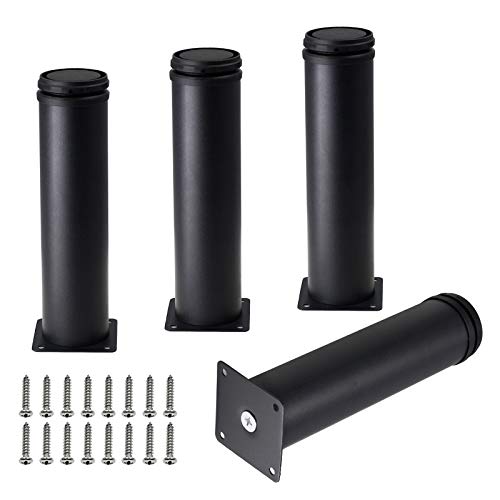 Set of 4 Adjustable Stainless Steel Furniture Legs 8 Inch Black - color: Black, size: 8 inch