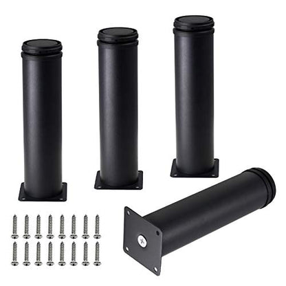 Set of 4 Adjustable Stainless Steel Furniture Legs 8 Inch Black - color: Black, size: 8 inch