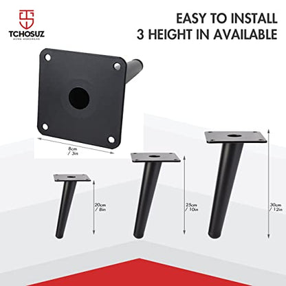 8 Inch Heavy-Duty Metal Furniture Legs 4-Pack Oblique Tapered Black - color: Black-oblique, size: 8''/20cm