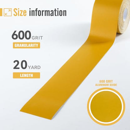 600 Grit Sandpaper Roll 20 Yard Long Continuous Roll,2-3/4” Wide Adhesive Backed Sandpaper Roll Sanding Sheets for Automotive,Woodworking,Hand Sanding Blocks - style: 600Grit