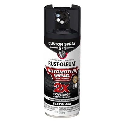 Rust-Oleum 2X Automotive Enamel 5-in-1 Spray Paint, Flat Black - color: Flat Black, size: 12 Ounce (Pack of 1)