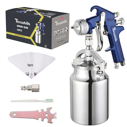 Siphon Feed Spray Gun for Piant with 1.8mm Nozzle, 1000cc Cup and 6pcs Paint Strainers for Cars & HousePainting Gun(Blue) - color: blue-4001-1.8mm
