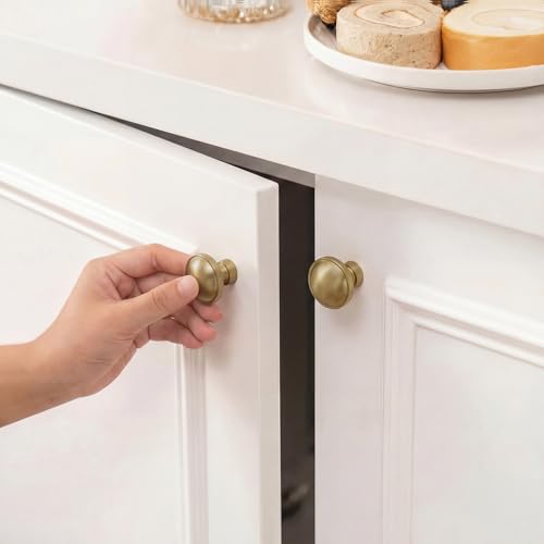 Goldenwarm Champagne Bronze Cabinet Knobs, Round Drawer Handles 1-1/4 Inch 10 Pack | Rustproof Single Hole Cabinet Hardware, Solid Zinc Alloy, Screws Included for Cupboard Closet Furniture Upgrade - color: Champagne Bronze, size: Knob(1-1/4 In)