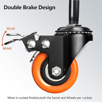 2 inch Caster Wheels 5/16" - 18x1 Threaded Stem Casters Set of 4 Heavy Duty(Stem Diameter 5/16" UNC, Stem Length 1"). Safety Locking Industrial Casters for Carts, Furniture(Orange) - size: 2 Inch_5/16"-18x1"