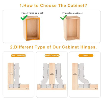 2Pcs Soft Close Half Overlay Cabinet Hinges with Clip-On Plate - color: Half Overlay, size: 2 Pieces