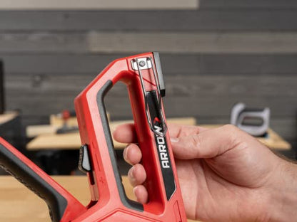 Arrow T501 5-in-1 Manual Staple and Nail Gun, Wire Stapler, and Brad Nailer for Wood, Upholstery, Construction, Insulation, Crafts, Fencing, and Cable, Black/Red - size: (Pack of 1)