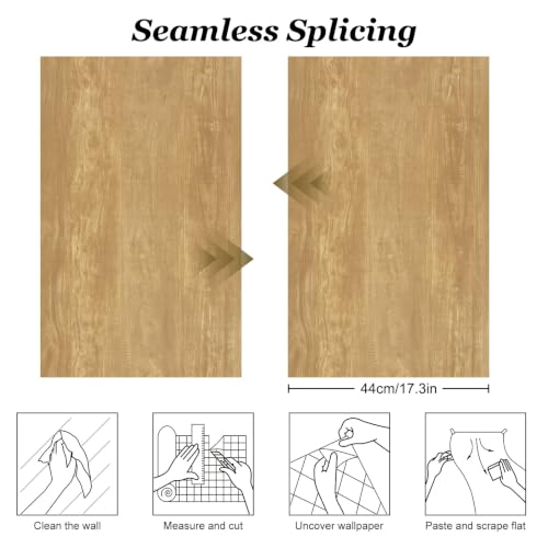 Peel and Stick Wallpaper Brown Wood Grain Contact Paper 15.7" x 472.4" - color: Brown, size: 15.7" x 472.4"