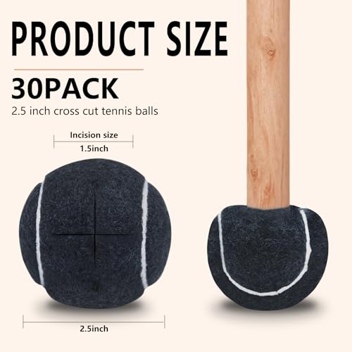 Precut Tennis Balls for Walker and Furniture Legs,30 Pack - color: Black, size: 30 Pack
