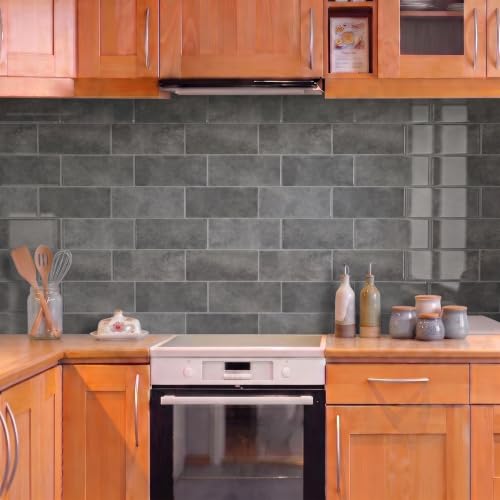 Thicker Design Peel and Stick Wall Tile，Self Adhesive Backsplash Tiles for Kitchen & Bathroom (10 Sheets, Grey) - color: Gray
