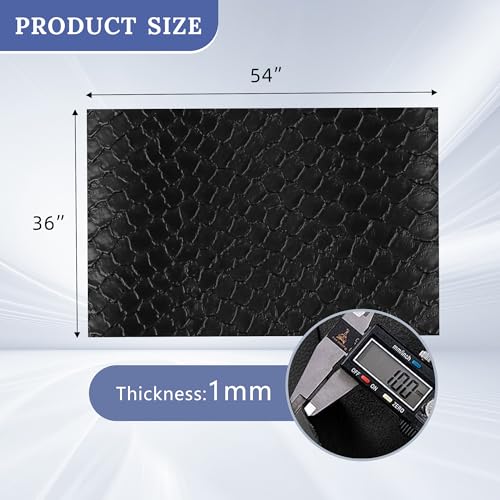 Black Faux Leather,Marine Vinyl Fabric,Pleather Sheets for Crafts. - color: Crocodile Black, size: 1 Yard