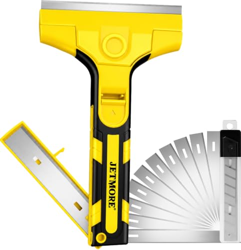 JETMORE Razor Blade Scraper Tool with 15 Blades, Paint Scraper (Yellow) - color: Yellow, size: 1 Pack