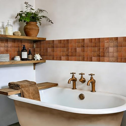 VICCI 3D Self-Adhesive Backsplash Tiles, 20-Sheet 6" x 6" - color: Orange Brown