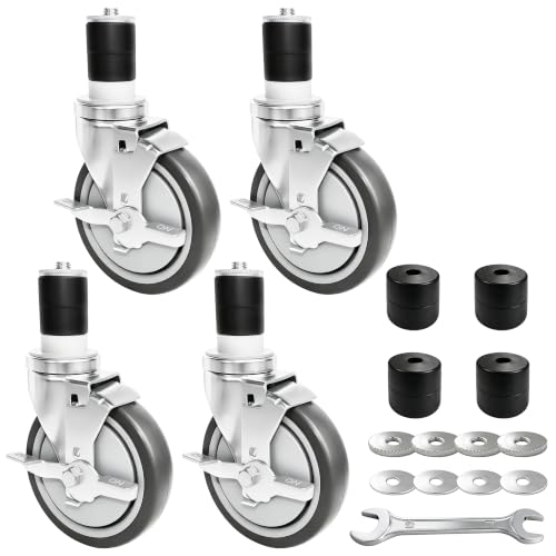 MySit 5 Inch Expanding Stem Casters with Side Brake Set of 4 - size: 5 INCH